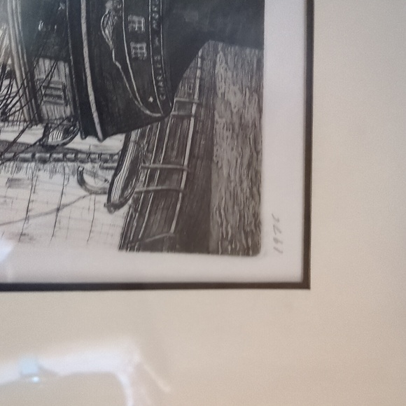 Vintage 1976 Signed Alan Jay Gaines Etching Ship Framed Art 21 6/8" x 27 2/8" - Picture 7 of 9